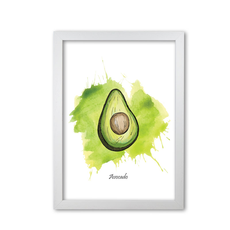Avocado - Print, 85 cm H x 60 cm W x 5 cm D, White Grain Frame