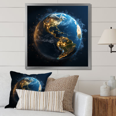 Earth Lights From Space I - Planets Printed Canvas Wall Art