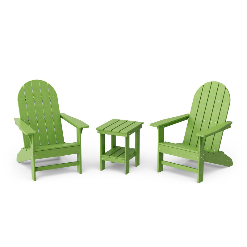 Freedom 3-Piece Traditional Adirondack Set With Side Table, Lime Green
