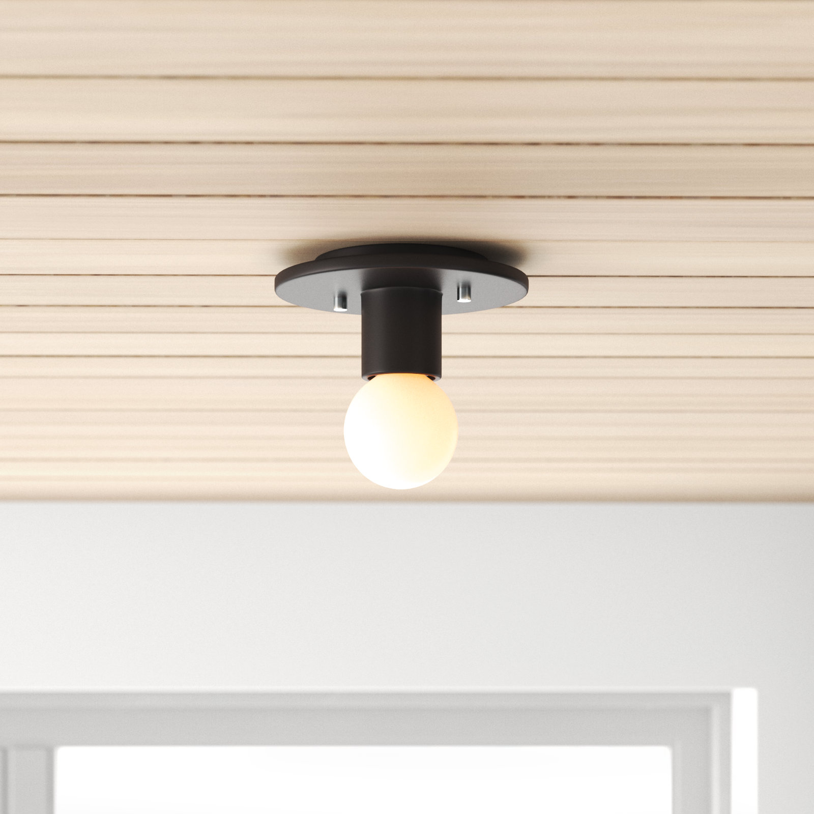 8" Single Light Flush Mount, Carbon/Matte Black