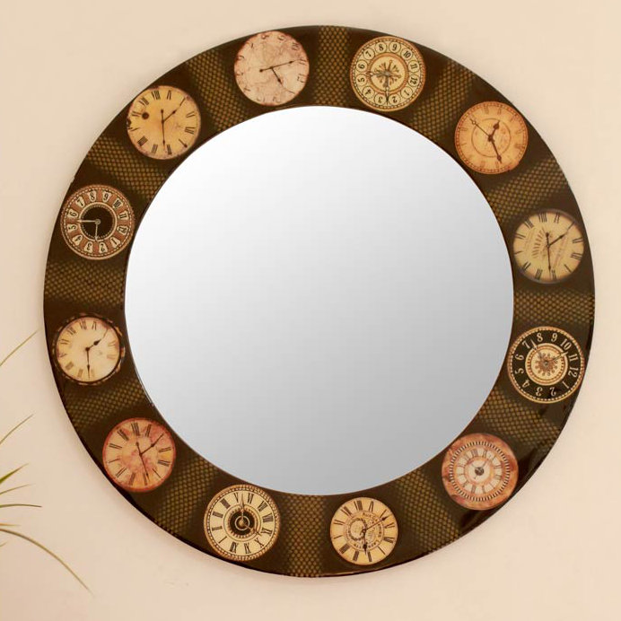 Glass Frame Round Wall Mirror