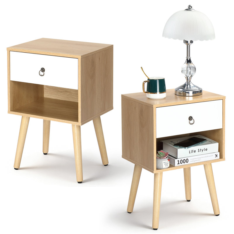 38cm W Manufactured Wood Bedside Table, Oak
