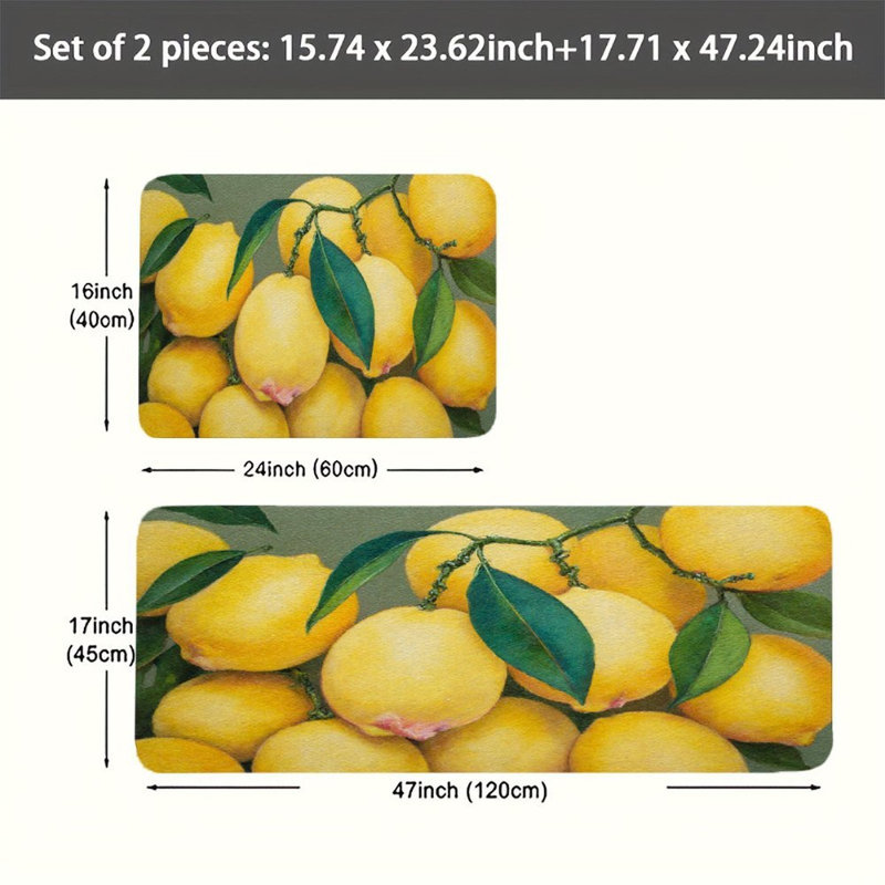 Ensemble de 2 tapis de cuisine citron