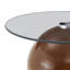 Table basse ronde en verre trempé noyer de 15,7 po, table d'appoint moderne Mid-Century pour le salon, petits espaces