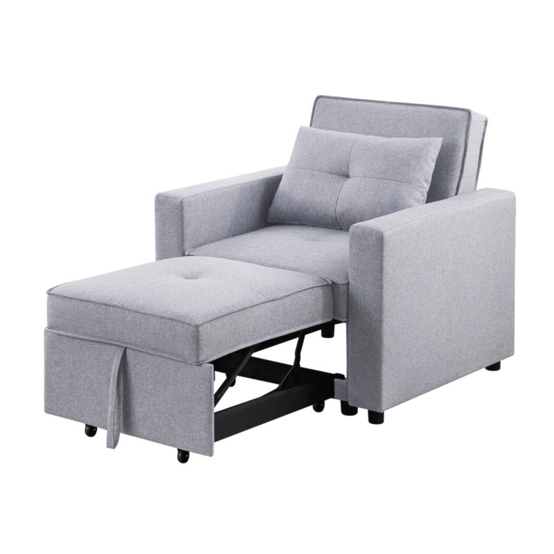 Fauteuil convertible en lin gris clair 33,25 po Zaira