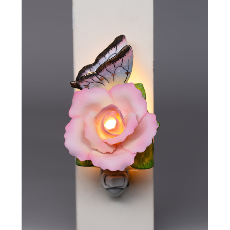 Butterfly with Peace Rose Night Light