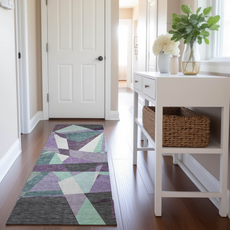 Premium Machine Washable Harjo AMF1609 Geometric Rug, Runner 2'3" x 7'6"