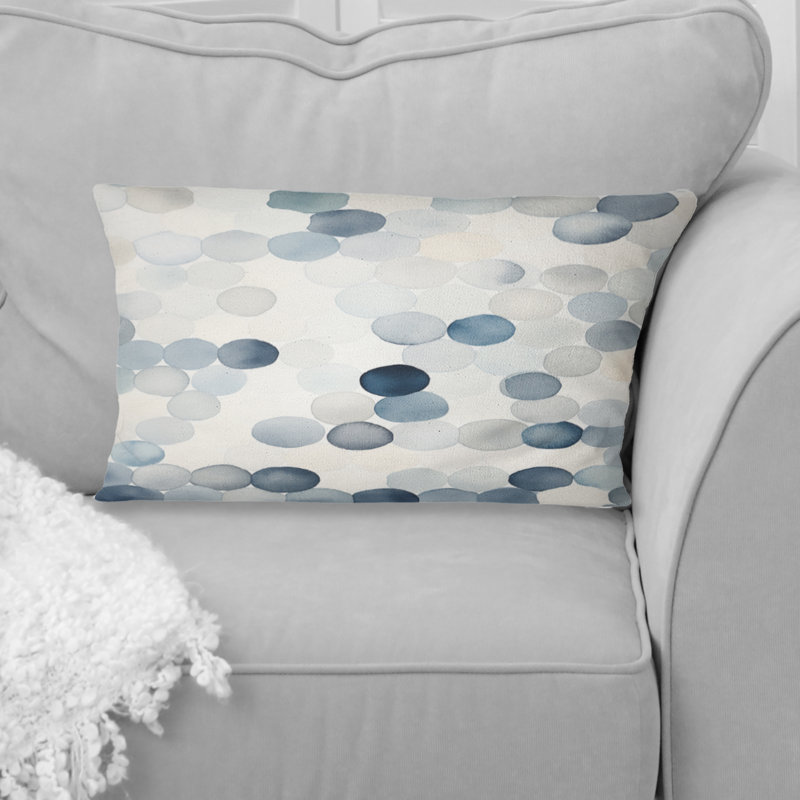 Circle Matrix Watercolor In Faded Retro Blue I - Abstract Geometric Printed Throw Pillow