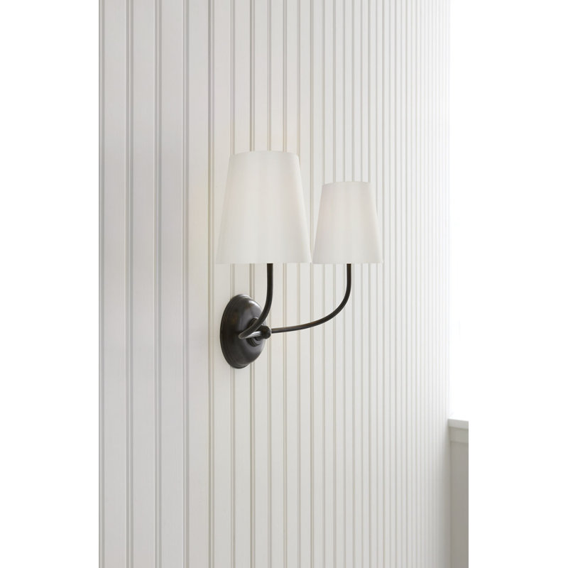 Vendome Double Sconce with White Glass, Bronze