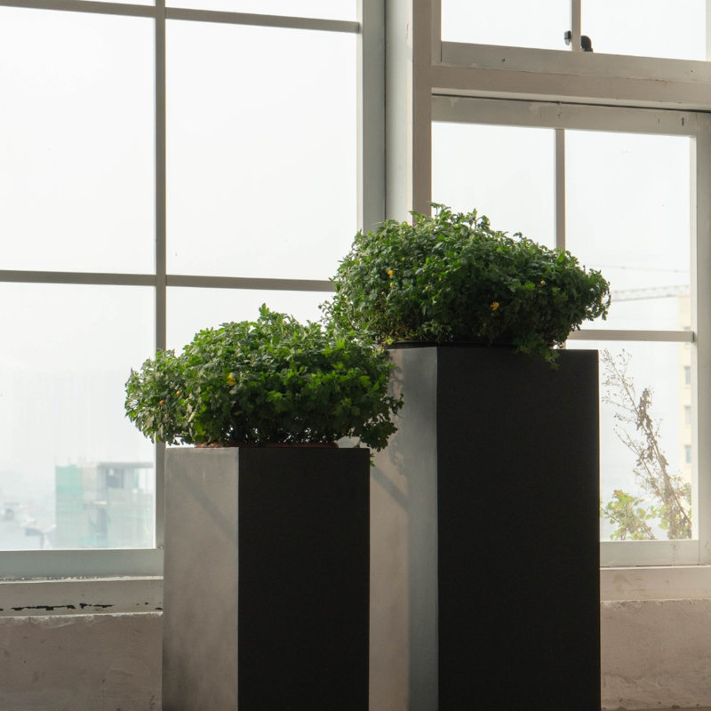 Pot de fleurs en fiberstone, H 20 po x l 20 po x P 20 po, Gris