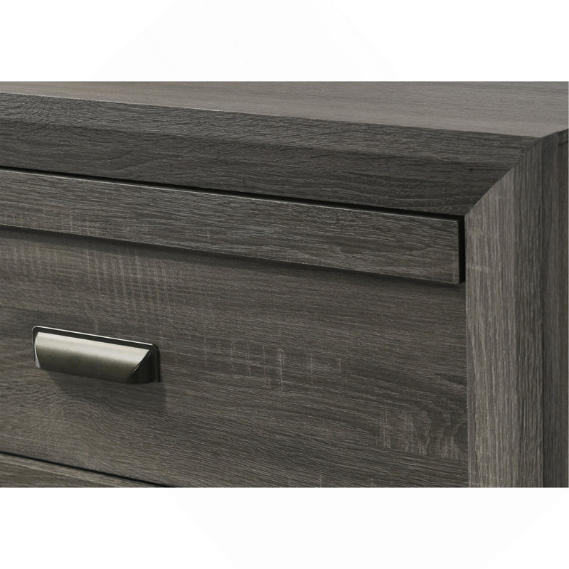 Meuble de chambre à coucher 1 tiroir rustique contemporain à cinq tiroirs de rangement à finition grise rustique