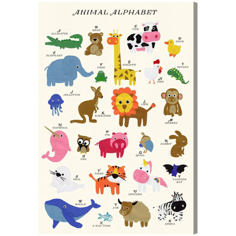 Art sur toile, Alphabet, H 24 po x l 16 po