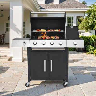 4-burner Propane Gas Grill With Side Burner