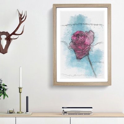Fuscia Pink Dying Rose in Abstract - Framed Print