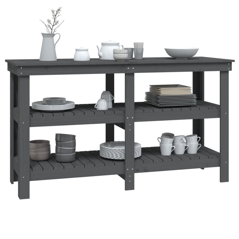 Bartucca Workbench Wooden Surface, Grey, 80cm H x 142.5cm W x 50cm D.
