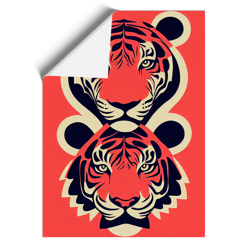 Two Tiger Heads - Print, Paper, No Matte, 42cm H x 29.7cm W
