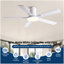 Ventilateur de plafond blanc 52 pouces avec lumière et télécommande Mordern