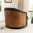 Wooden Vegan Leather Upholstered  Armchair  Swivel Barrel Chair-113403014