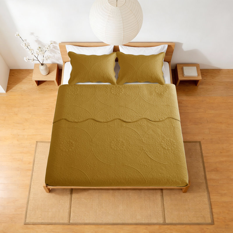 Ensemble de couvre-lit surdimensionné à motif floral en relief Moonlight, Grand couvre-lit (90 po x 96 po) + 2 taies d'oreil