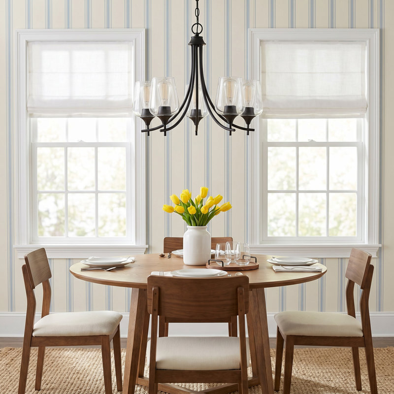 Breena 5-Light Chandelier, Matte Black, Clear