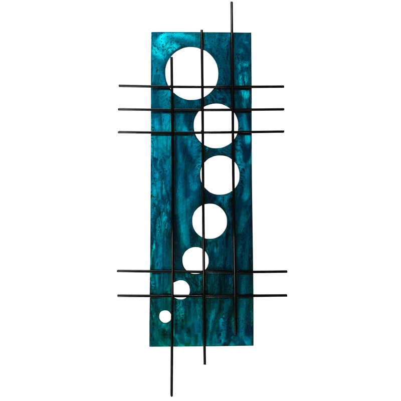 Meyerdirk, art mural industriel contemporain en métal - cuivre vieilli, Bleu sarcelle vieilli