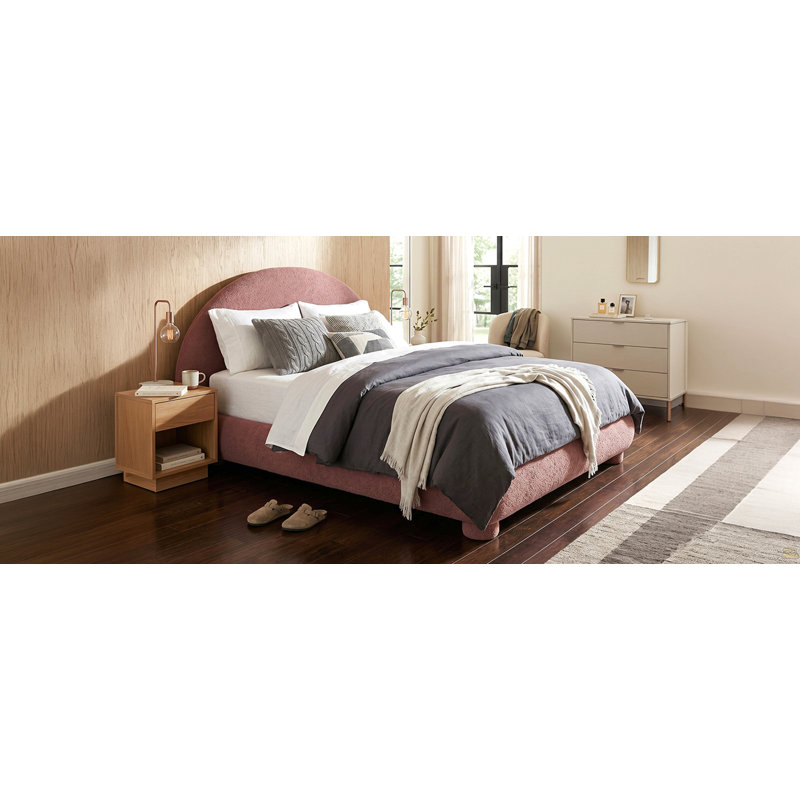 Lit plateforme en tissu Queen Boucle, Grand lit