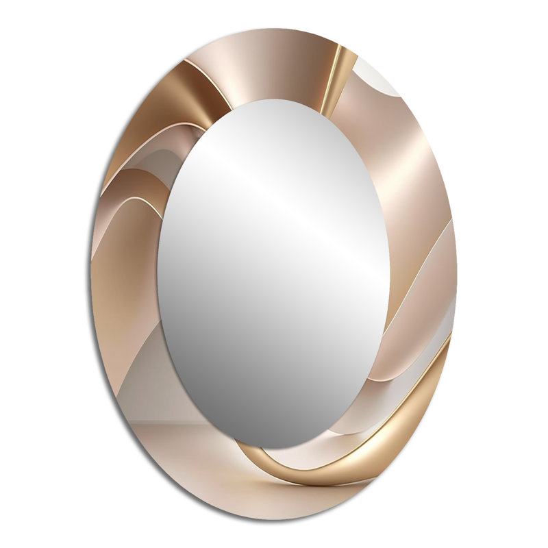 Luscious Liquid Gold In Subdued Pink And Taupe VIII - Pink Oval Wall Mirror Decor, 40" x 30"