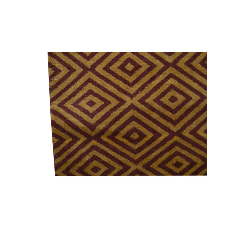 Tibetan Wool Geometric Area Rug in Brown