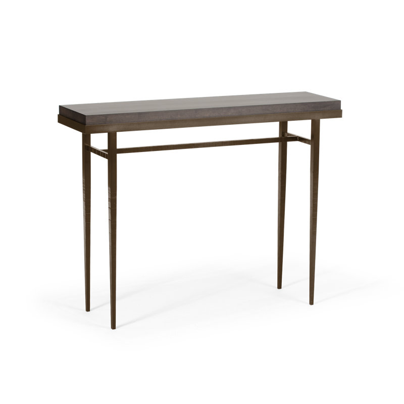 Wick Console Table, 32" H x 42" W x 11.5" D, Gray, Bronze