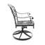 Chaise de patio pivotante en fonte d'aluminium 6 pièces avec structure noire et coussins bruns