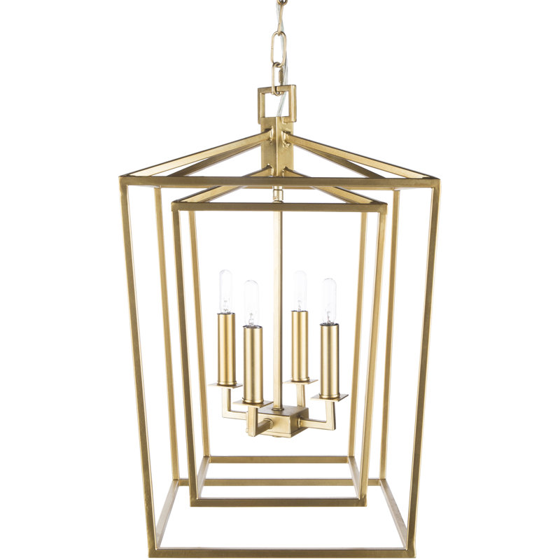 Luminaire suspendu géométrique à 4 lumières Edythe, Or