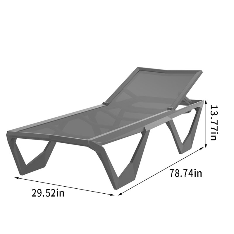 Méridienne d'extérieur réglable en aluminium, Noir