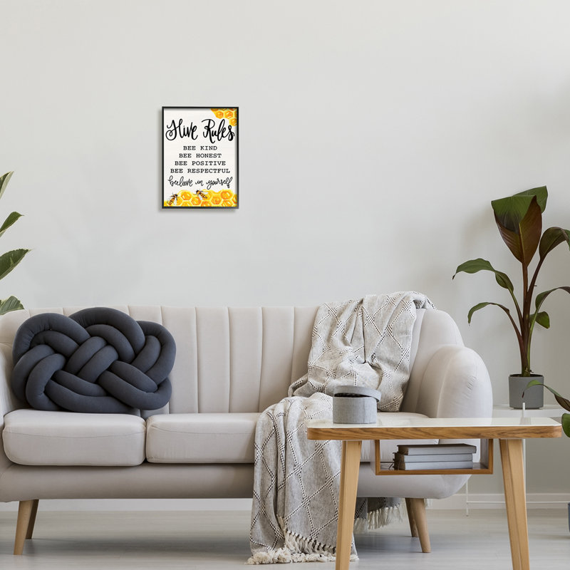«Hive Rules Bee», phrase encadrée sur bois par Fearful Made Creations, impression, Giclée encadrée noir minuit