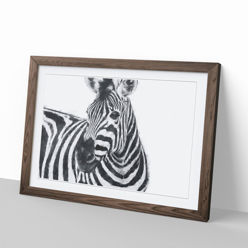 Zebra Vol.6 - Picture Frame Painting, 36cm H x 48cm W x 2cm D, Walnut