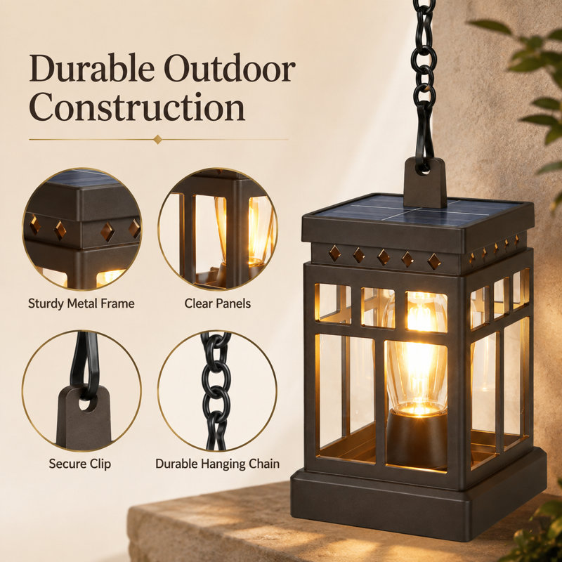 Solar Lanterns Outdoor Lights, Upgraded Metal Solar Lantern Lights, Brighter Hanging Solar Lights Outdoor Waterproof, Auto On/off Outdoor Solar Lights For Yard Garden Patio Pathway Decor