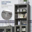 Grande armoire de rangement pour salle de bain avec tablette à 3 niveaux, armoire en verre, tour de lin autoportante avec tablettes réglables, grain de bois gris