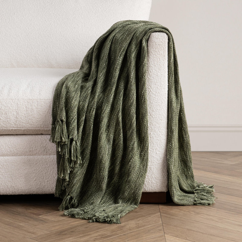 Sharma Hand Woven Throw Blanket, Green