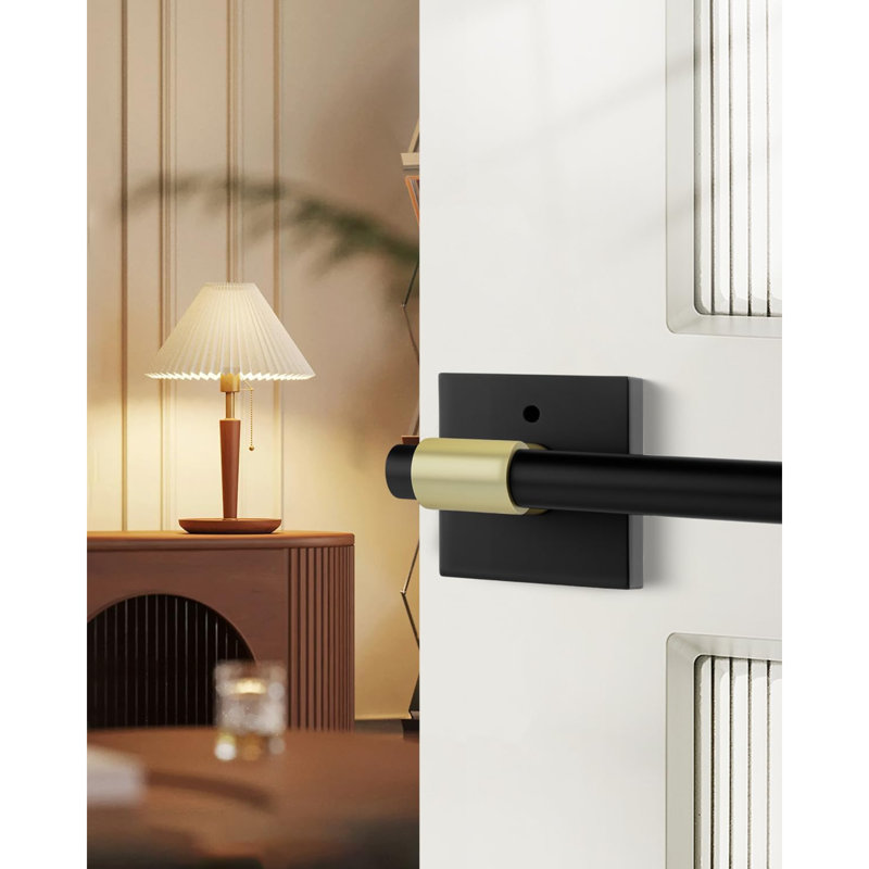 Intérieur des poignées de porte noires et dorées, levier d'intimité noir robuste, poignées de porte intérieures en alliage de zinc noir mat et or brossé pour chambre à coucher, salle de bain (paquet de 6)