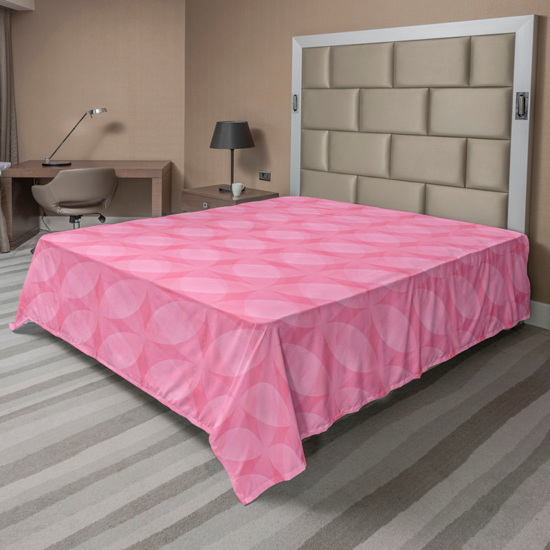 Drap plat moderne de style bohème Ambesonne, Rose pastel / motif abstrait rosé 1, Drap plat pour très grand lit californien
