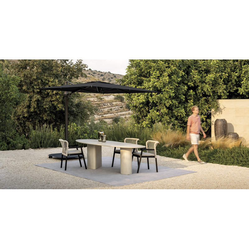 216'' W Sunbrella® Cantilever Umbrella, Alu Teak, Silver Anodized, Canvas Natural Sunbrella® Canvas