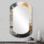 Pleine lune rétro mystique - décor de miroir mural asymétrique abstrait, grand miroir cylindrique blanc, impression sur métal