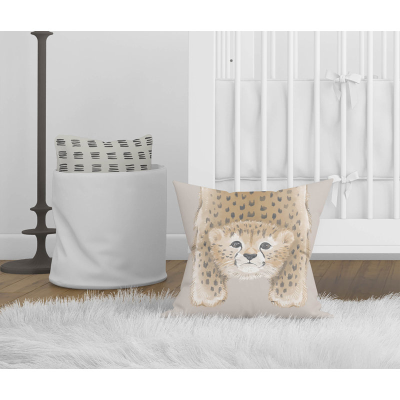 Lil Lying Leopard Taupe Pillow, 18" H x 18" W