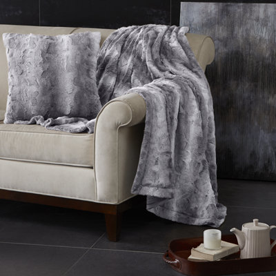  Faux Fur Striped Throw Pillow