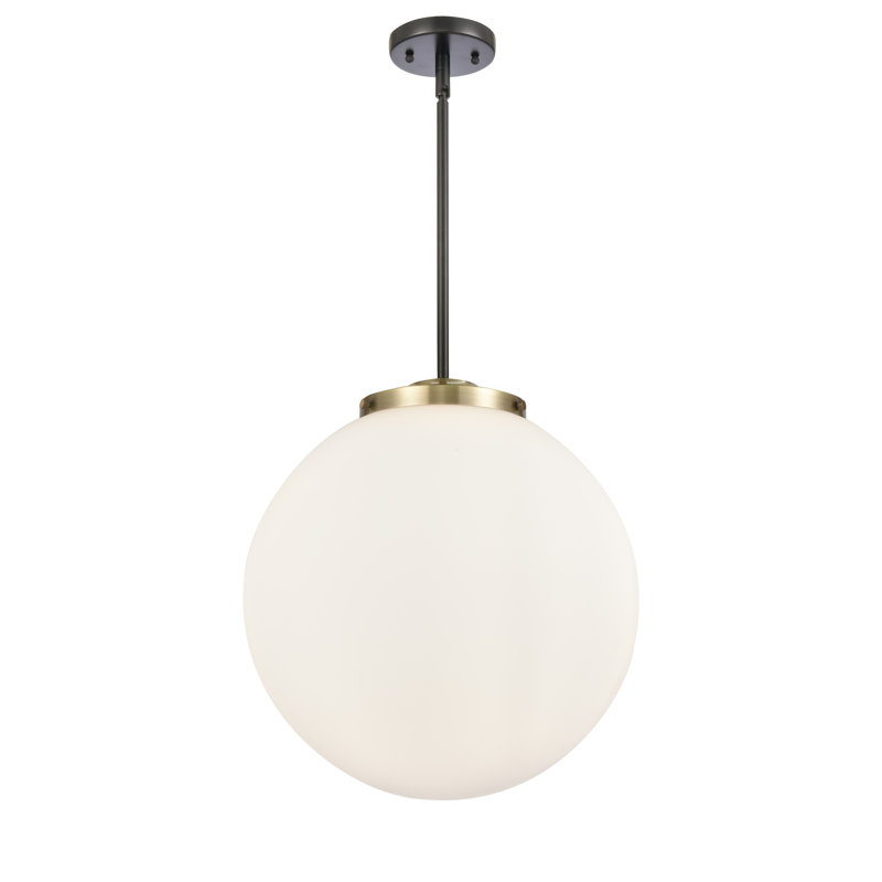Luminaire suspendu sphère 3 lumières Frederick, H 17 po x l 16 po x P 16 po, Blanc, Noir