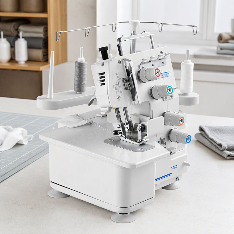 Machine à coudre surjeteuse Serger, 1250 points par minute, capacité de 3 et 4 fils, avec lumière DEL et pieds d'aspiration robustes, machine à coudre à cadre métallique robuste pour divers tissus,