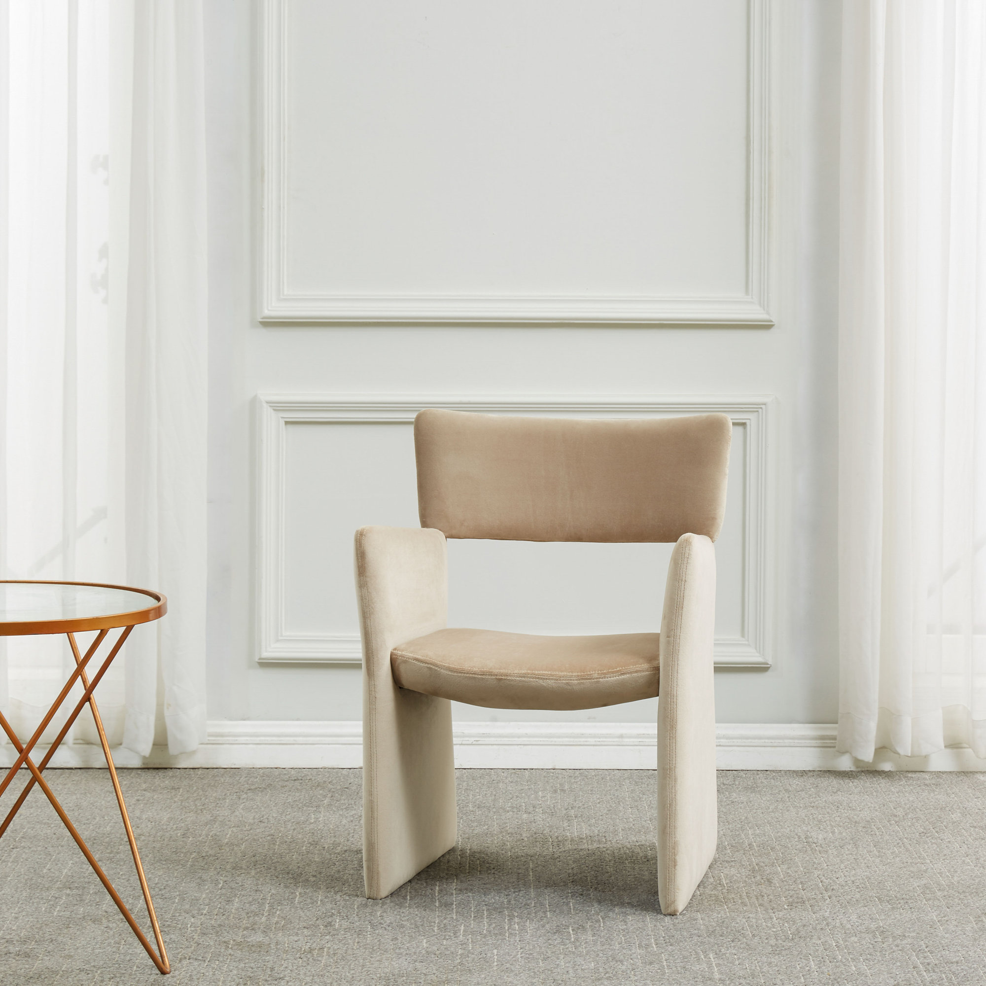 Fauna Velvet Dining Chair, Light Brown