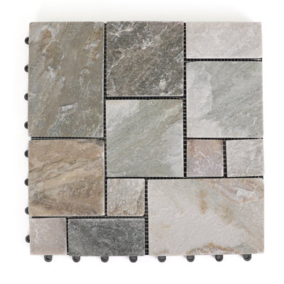 12" x 12" Plastic Interlocking Deck Tile Kit in Grey