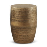15"W Metal Boho End Table with Drum Design and Textured Finish, Assembled