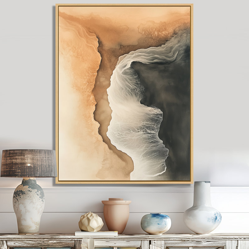 Décor de toile de rivage, art mural bord de mer beige, Blier, H 32 po x l 24 po, Cadre naturel flottant