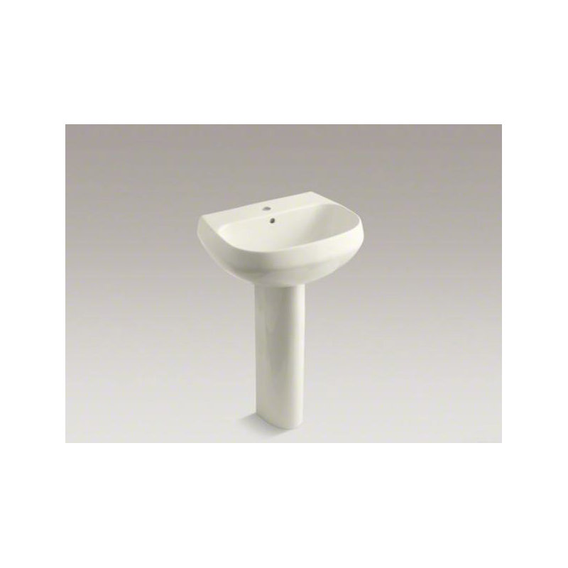 Wellworth Ceramic Pedestal Bathroom Sink with Overflow, 4" Centers, Timberline